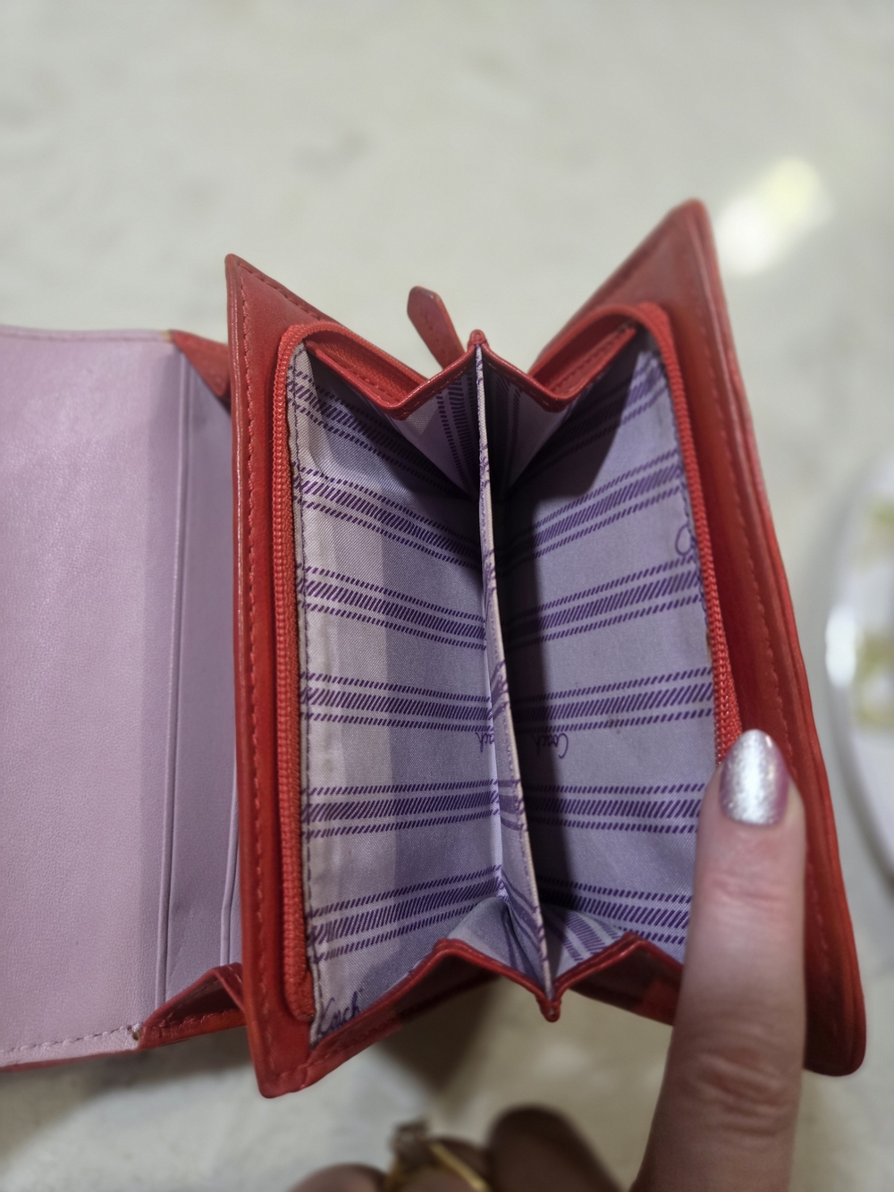 Coach Red Leather Compact Wallet - Picture 10 of 12